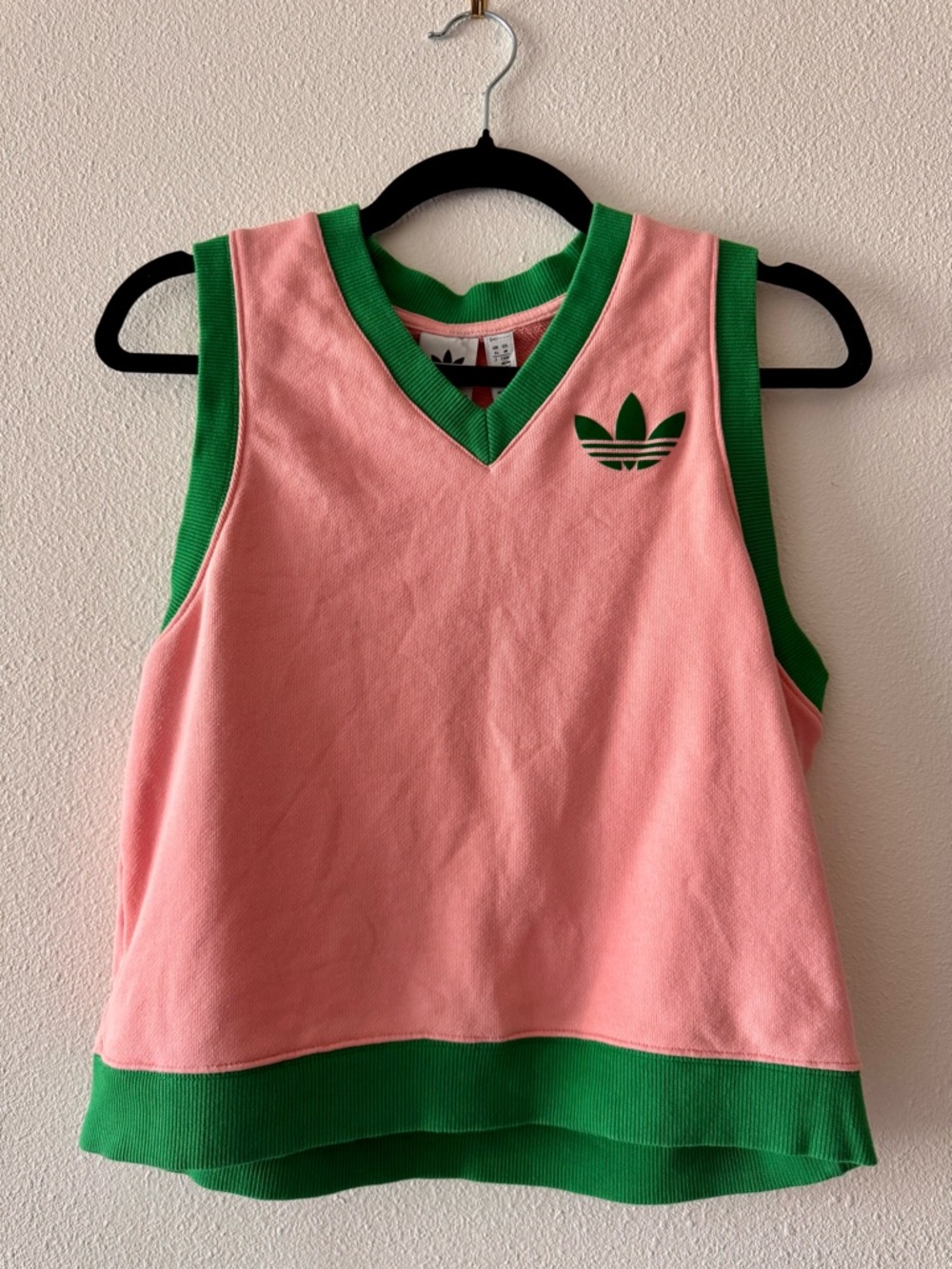 Adidas Pink & Green Sleeveless Knit Tank Size M